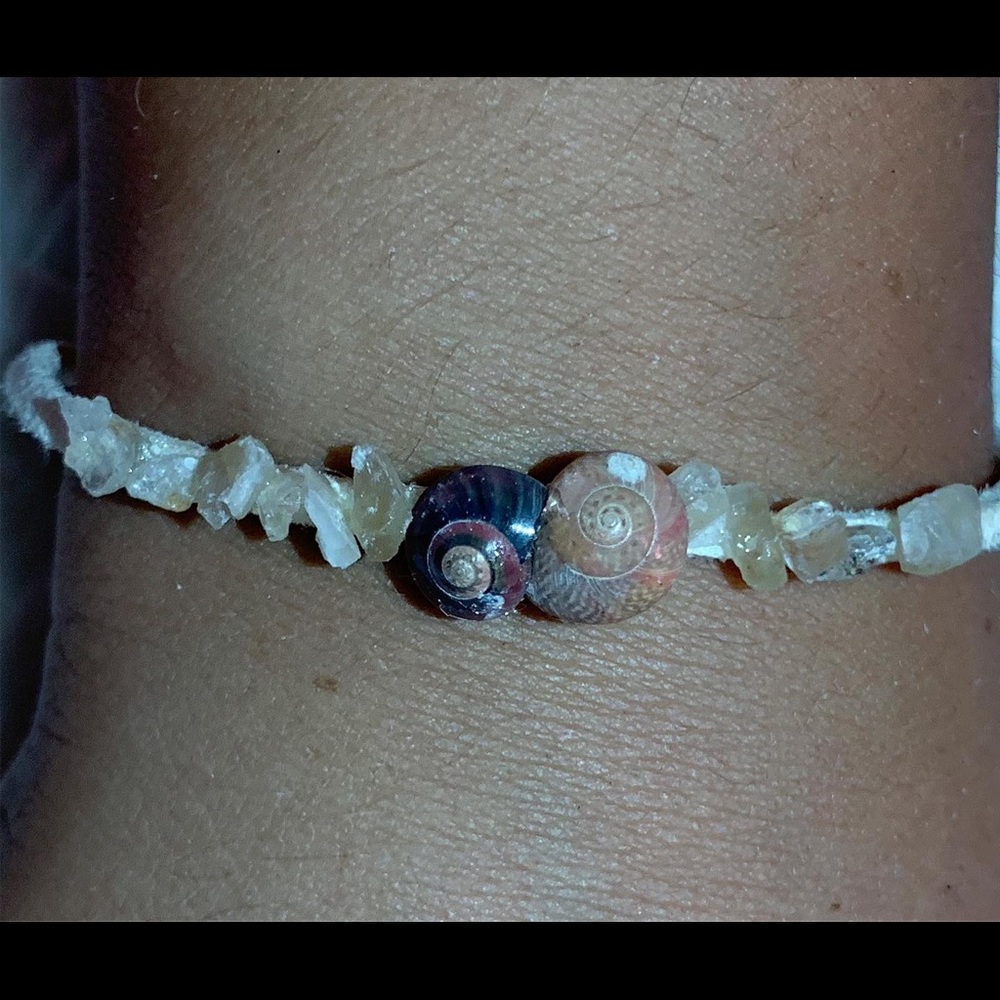 Snail Shell Crystal Adjustable Leather Bracelet